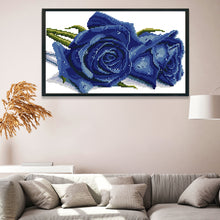 Load image into Gallery viewer, Rose (Blue) 14CT Stamped Cross Stitch Kit 34x21cm(canvas)
