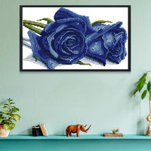 Load image into Gallery viewer, Rose (Blue) 14CT Stamped Cross Stitch Kit 34x21cm(canvas)
