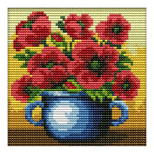 Load image into Gallery viewer, Flowers 14CT Stamped Cross Stitch Kit 16x16cm(canvas)
