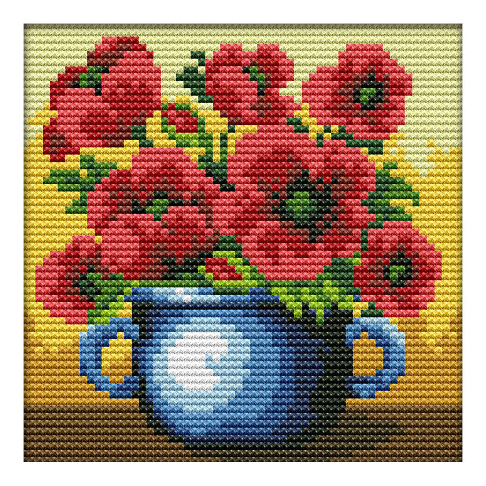 Flowers 14CT Stamped Cross Stitch Kit 16x16cm(canvas)