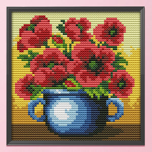 Flowers 14CT Stamped Cross Stitch Kit 16x16cm(canvas)