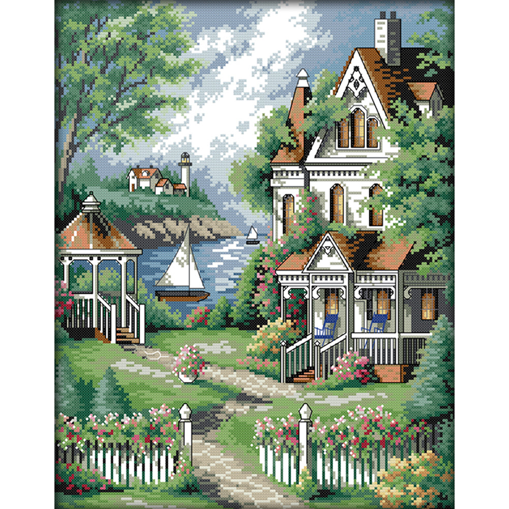 Landscape 14CT Stamped Cross Stitch Kit 35x44cm(canvas)