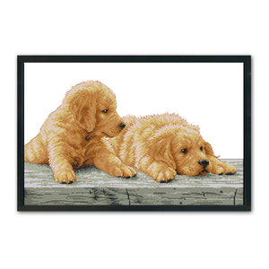 Dog 14CT Stamped Cross Stitch Kit 44x30cm(canvas)