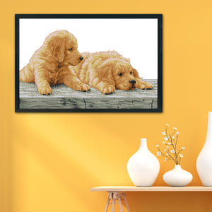 Dog 14CT Stamped Cross Stitch Kit 44x30cm(canvas)