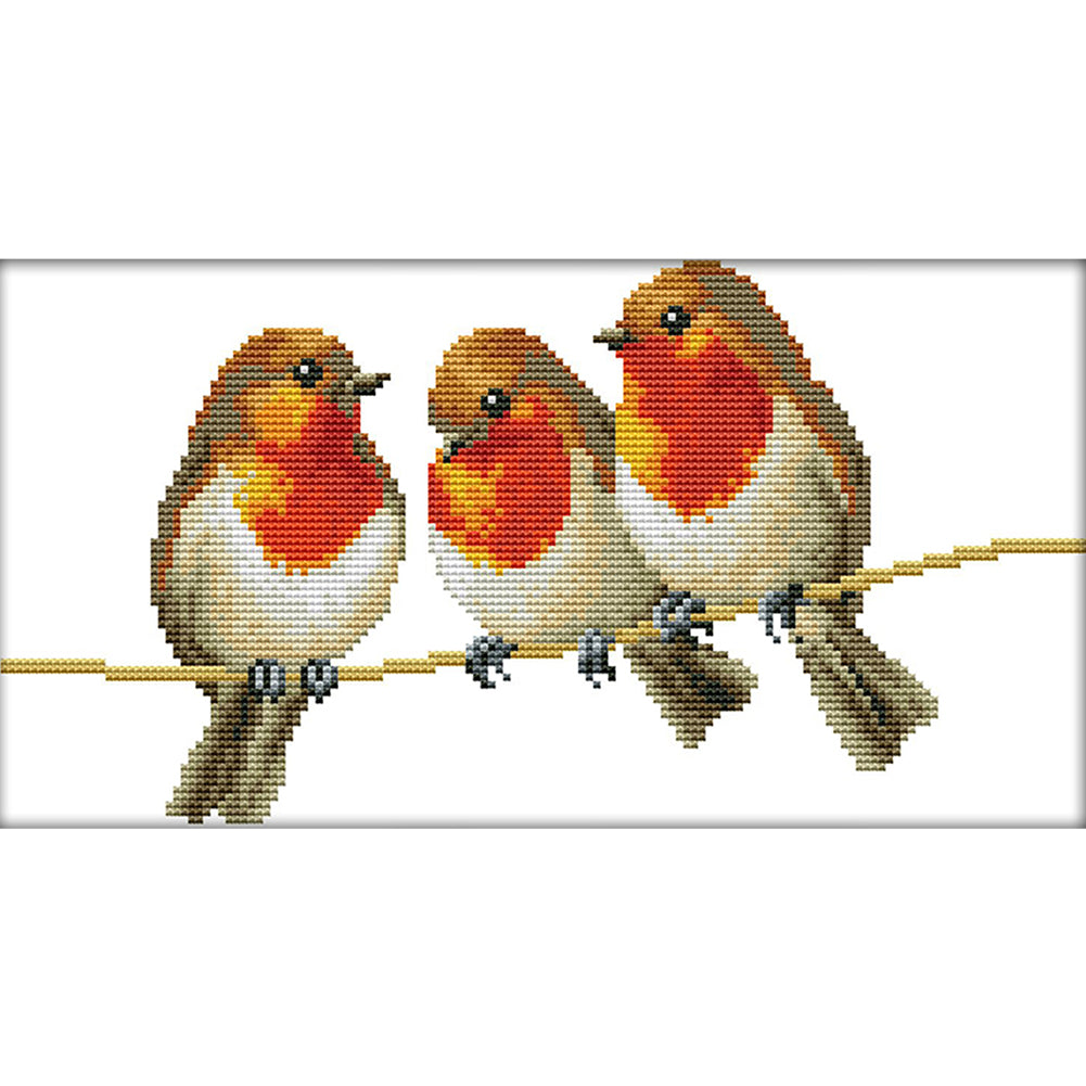 Birds 14CT Stamped Cross Stitch Kit 34x19cm(canvas)