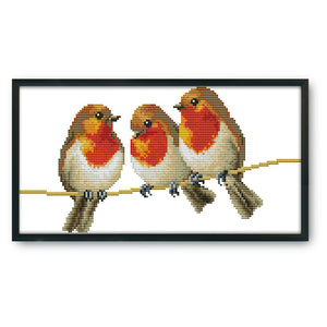 Birds 14CT Stamped Cross Stitch Kit 34x19cm(canvas)