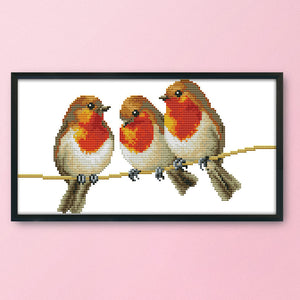 Birds 14CT Stamped Cross Stitch Kit 34x19cm(canvas)