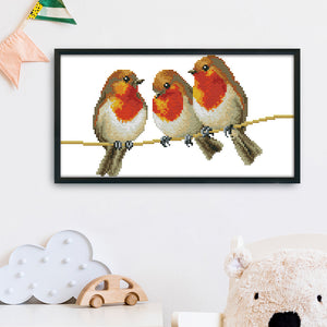 Birds 14CT Stamped Cross Stitch Kit 34x19cm(canvas)