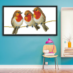 Birds 14CT Stamped Cross Stitch Kit 34x19cm(canvas)