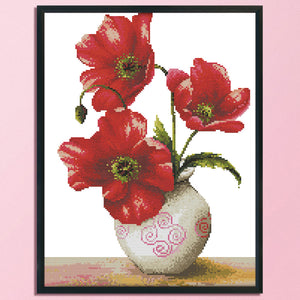 Corn Poppy 14CT Stamped Cross Stitch Kit 42x33cm(canvas)