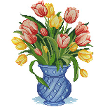 Load image into Gallery viewer, Tulip Vase 14CT Stamped Cross Stitch Kit 37x29cm(canvas)
