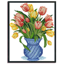 Load image into Gallery viewer, Tulip Vase 14CT Stamped Cross Stitch Kit 37x29cm(canvas)
