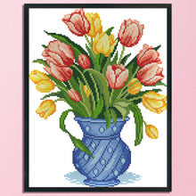 Load image into Gallery viewer, Tulip Vase 14CT Stamped Cross Stitch Kit 37x29cm(canvas)
