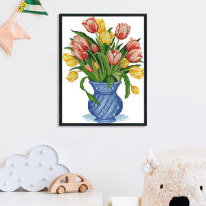 Tulip Vase 14CT Stamped Cross Stitch Kit 37x29cm(canvas)