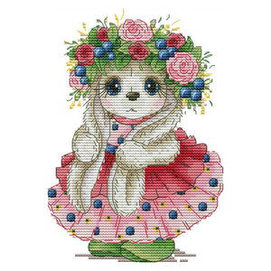 Rabbit Sewing 14CT Stamped Cross Stitch Kit 17x22cm(canvas)