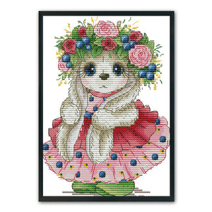 Rabbit Sewing 14CT Stamped Cross Stitch Kit 17x22cm(canvas)