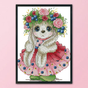 Rabbit Sewing 14CT Stamped Cross Stitch Kit 17x22cm(canvas)