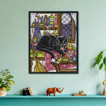 Load image into Gallery viewer, Black Cat 14CT Stamped Cross Stitch Kit 22x30cm(canvas)
