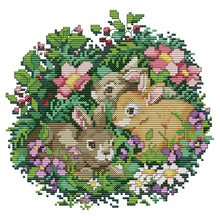 Load image into Gallery viewer, Rabbits 14CT Stamped Cross Stitch Kit 25x22cm(canvas)
