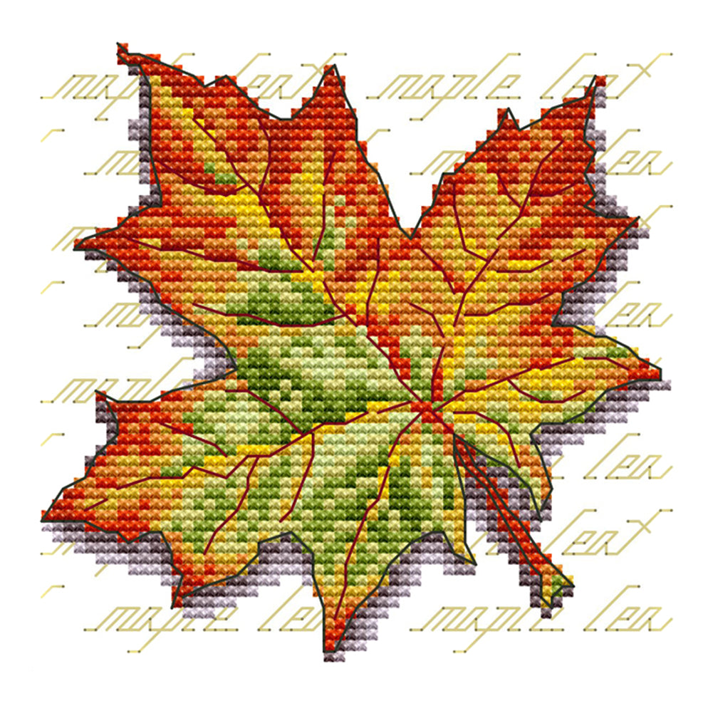 Leaves 14CT Stamped Cross Stitch Kit 16x15cm(canvas)