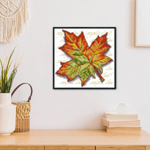 Leaves 14CT Stamped Cross Stitch Kit 16x15cm(canvas)