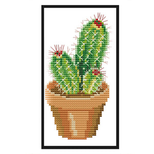 Cactus 14CT Stamped Cross Stitch Kit 10x19cm(canvas)