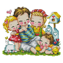 Load image into Gallery viewer, Happy Family 14CT Stamped Cross Stitch Kit 27x22cm(canvas)
