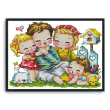 Load image into Gallery viewer, Happy Family 14CT Stamped Cross Stitch Kit 27x22cm(canvas)
