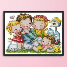 Load image into Gallery viewer, Happy Family 14CT Stamped Cross Stitch Kit 27x22cm(canvas)
