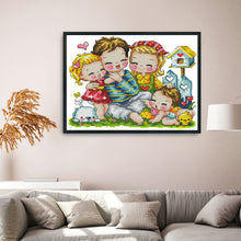 Load image into Gallery viewer, Happy Family 14CT Stamped Cross Stitch Kit 27x22cm(canvas)
