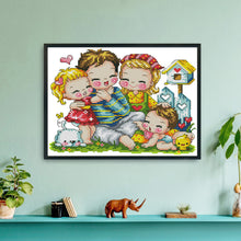 Load image into Gallery viewer, Happy Family 14CT Stamped Cross Stitch Kit 27x22cm(canvas)
