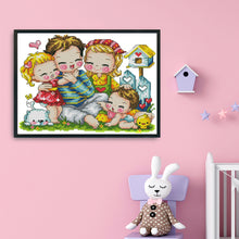 Load image into Gallery viewer, Happy Family 14CT Stamped Cross Stitch Kit 27x22cm(canvas)
