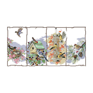 Bird 14CT Stamped Cross Stitch Kit 49x28cm(canvas)