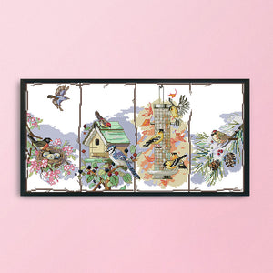 Bird 14CT Stamped Cross Stitch Kit 49x28cm(canvas)