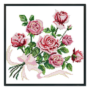 Rose 14CT Stamped Cross Stitch Kit 29x29cm(canvas)