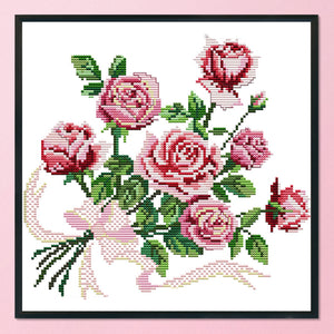 Rose 14CT Stamped Cross Stitch Kit 29x29cm(canvas)