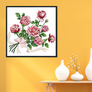 Rose 14CT Stamped Cross Stitch Kit 29x29cm(canvas)