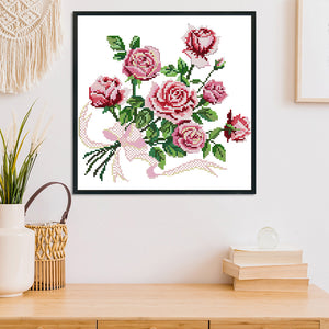 Rose 14CT Stamped Cross Stitch Kit 29x29cm(canvas)