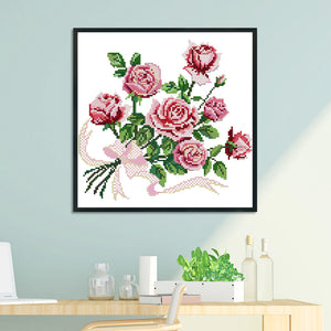 Rose 14CT Stamped Cross Stitch Kit 29x29cm(canvas)