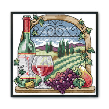 Load image into Gallery viewer, Wine Estate 14CT Stamped Cross Stitch Kit 15x15cm(canvas)
