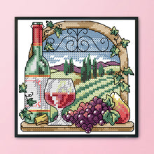 Load image into Gallery viewer, Wine Estate 14CT Stamped Cross Stitch Kit 15x15cm(canvas)
