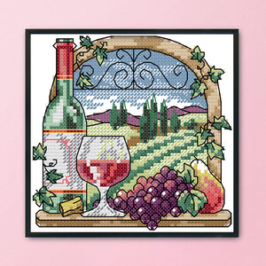 Wine Estate 14CT Stamped Cross Stitch Kit 15x15cm(canvas)