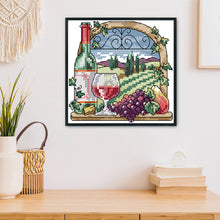 Load image into Gallery viewer, Wine Estate 14CT Stamped Cross Stitch Kit 15x15cm(canvas)
