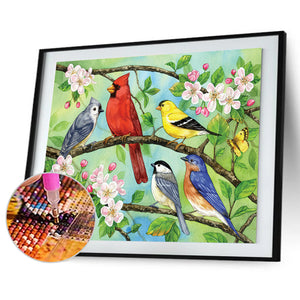 Birds Flower 40x30cm(Canvas) full round drill diamond painting