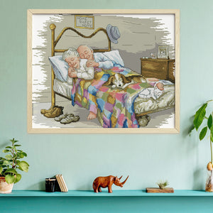 Old Couple 14CT Stamped Cross Stitch Kit 44x36cm(canvas)