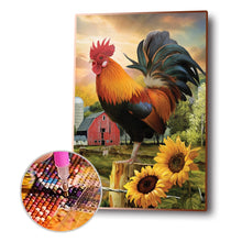 Load image into Gallery viewer, Rooster Sunflower 30x40cm(Canvas) full round drill diamond painting
