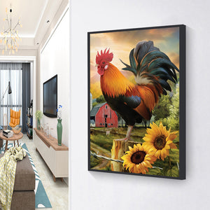 Rooster Sunflower 30x40cm(Canvas) full round drill diamond painting