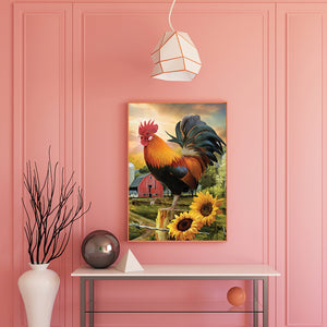 Rooster Sunflower 30x40cm(Canvas) full round drill diamond painting