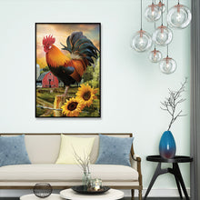 Load image into Gallery viewer, Rooster Sunflower 30x40cm(Canvas) full round drill diamond painting
