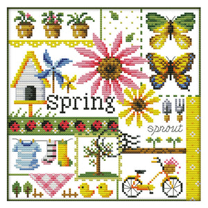 Spring 14CT Stamped Cross Stitch Kit 26x26cm(canvas)